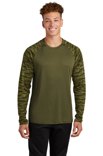 Sport-Tek Drift Camo Colorblock Long Sleeve Tee