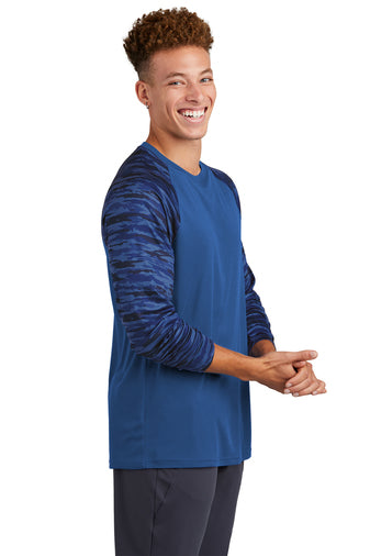 Sport-Tek Drift Camo Colorblock Long Sleeve Tee