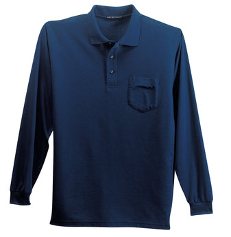 Port Authority Silk Touch Long Sleeve Polo with Pocket