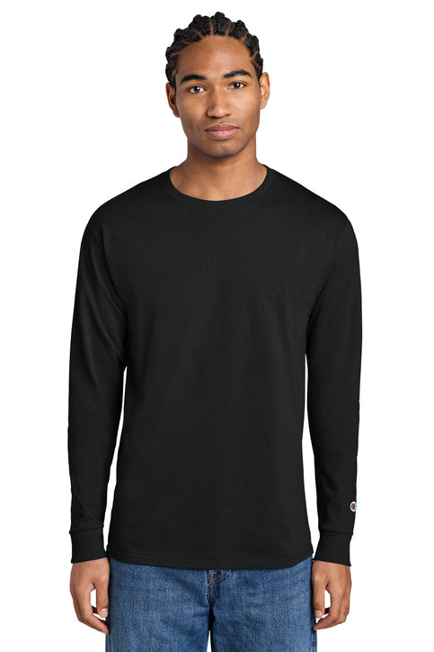 Champion Jersey Long Sleeve Tee with custom logo embroidery