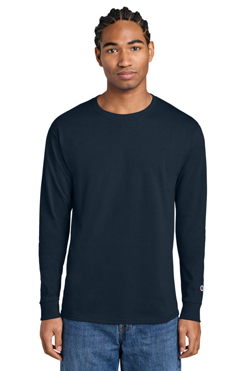 Champion Jersey Long Sleeve Tee with custom logo embroidery