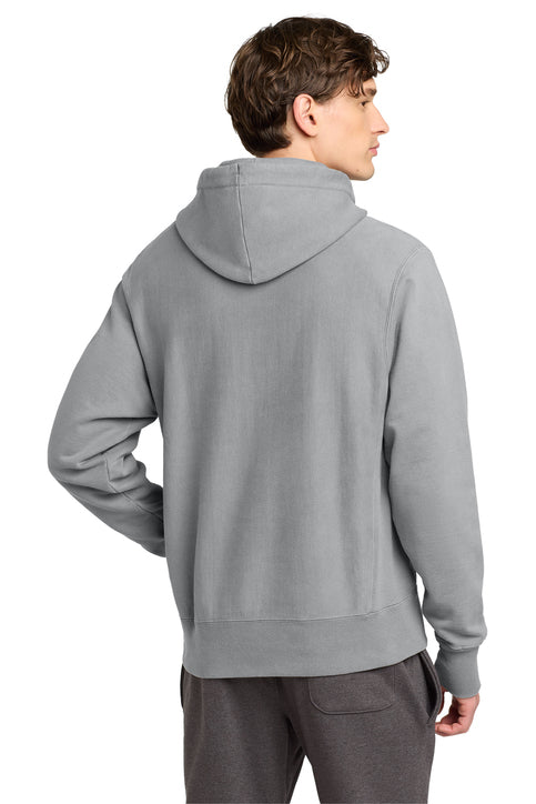 Champion Reverse Weave Garment-Dyed Hooded Sweatshirt with custom logo embroidery