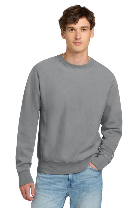 Champion Reverse Weave Garment-Dyed Crewneck Sweatshirt with custom logo embroidery