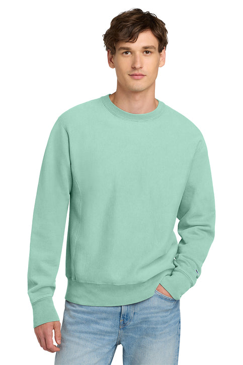 Champion Reverse Weave Garment-Dyed Crewneck Sweatshirt with custom logo embroidery