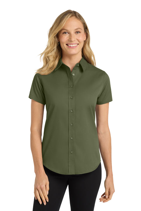 Port Authority Ladies Short Sleeve Easy Care Shirt with custom logo embroidery