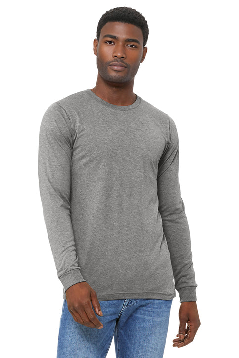 BELLA+CANVAS Unisex Triblend Long Sleeve Tee with custom logo embroidery