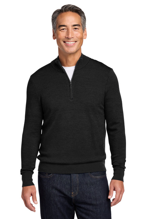 Brooks Brothers Washable Merino Birdseye 1/4-Zip Sweater