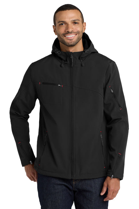 Port Authority Textured Hooded Soft Shell Jacket
