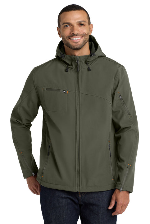 Port Authority Textured Hooded Soft Shell Jacket