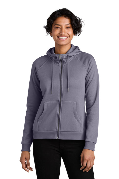Allmade Women’s Organic CVC Fleece Full-Zip Hoodie with custom logo embroidery