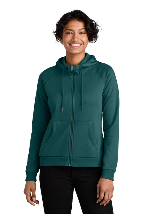 Allmade Women’s Organic CVC Fleece Full-Zip Hoodie with custom logo embroidery