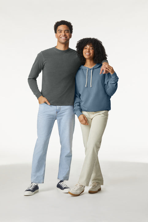 Comfort Colors Lightweight Hooded Sweatshirt with custom logo embroidery