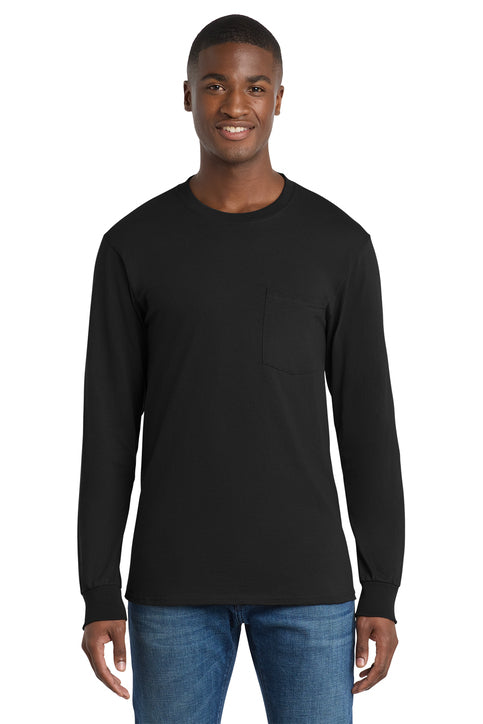 Port & Co Tall Long Sleeve Essential Pocket Tee