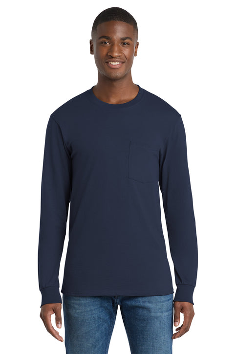 Port & Co Tall Long Sleeve Essential Pocket Tee