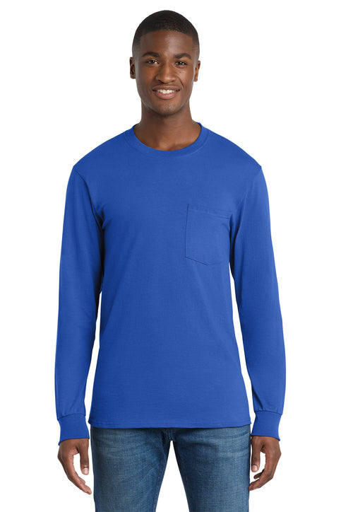 Port & Co Tall Long Sleeve Essential Pocket Tee