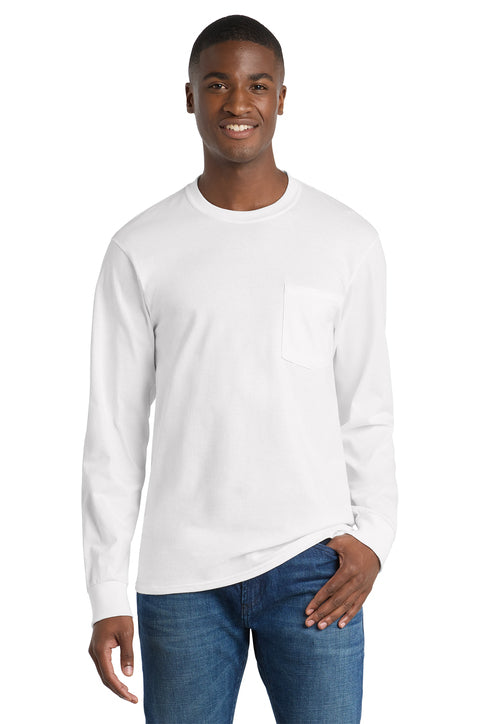 Port & Co Tall Long Sleeve Essential Pocket Tee
