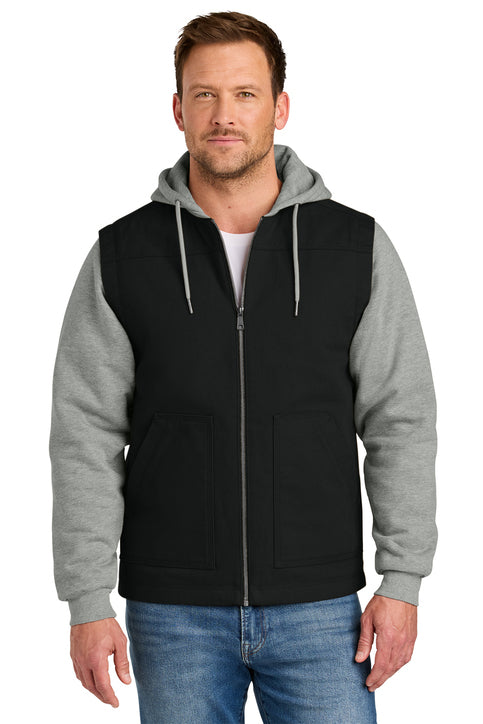 CornerStone Duck Fleece Full-Zip Hooded Jacket with custom logo embroidery