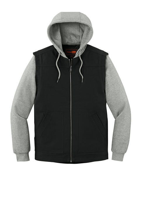 CornerStone Duck Fleece Full-Zip Hooded Jacket with custom logo embroidery