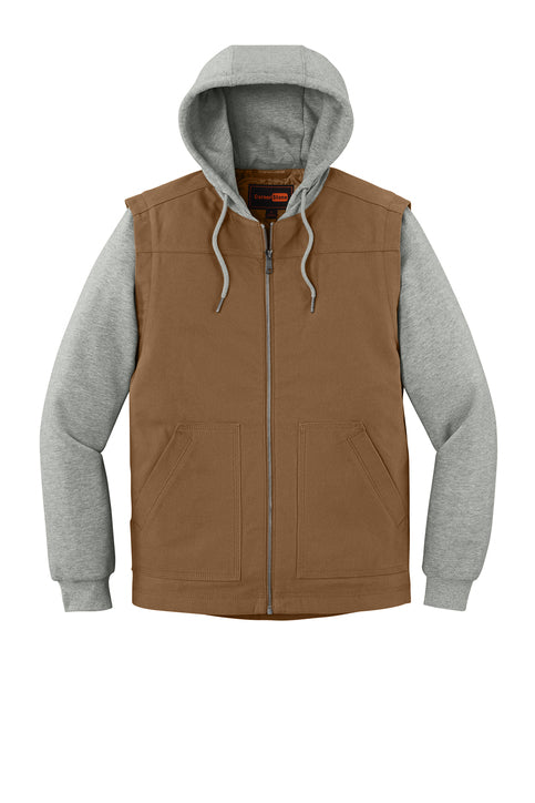 CornerStone Duck Fleece Full-Zip Hooded Jacket with custom logo embroidery