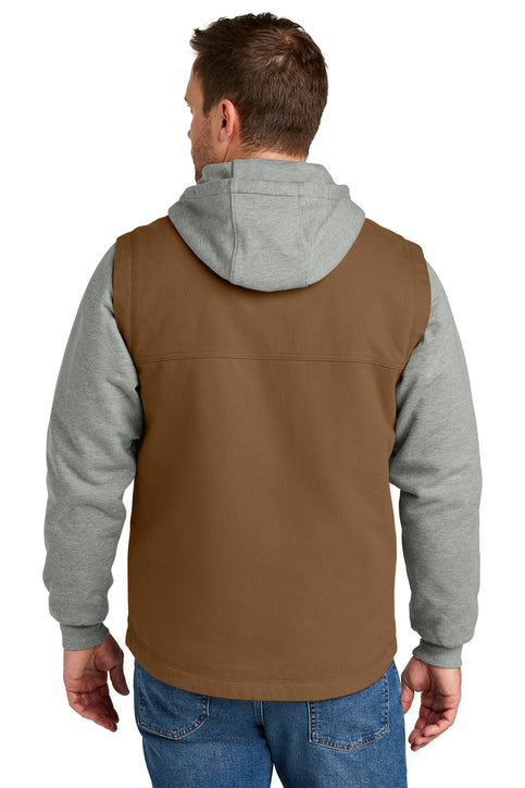 CornerStone Duck Fleece Full-Zip Hooded Jacket with custom logo embroidery