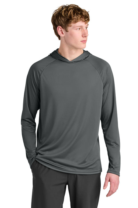 A4 Cooling Performance Long Sleeve Hooded Tee with custom logo embroidery