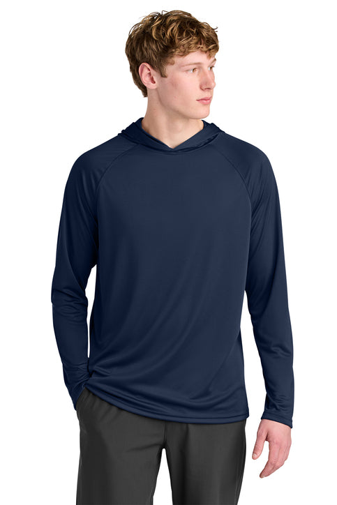 A4 Cooling Performance Long Sleeve Hooded Tee with custom logo embroidery