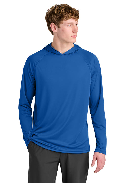 A4 Cooling Performance Long Sleeve Hooded Tee with custom logo embroidery