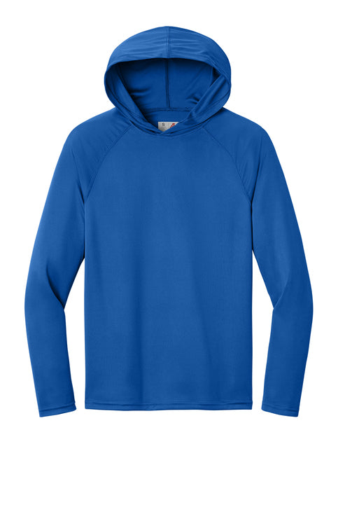 A4 Cooling Performance Long Sleeve Hooded Tee with custom logo embroidery