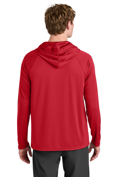 A4 Cooling Performance Long Sleeve Hooded Tee with custom logo embroidery