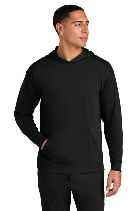 A4 Softek Long Sleeve Hooded Tee with custom logo embroidery