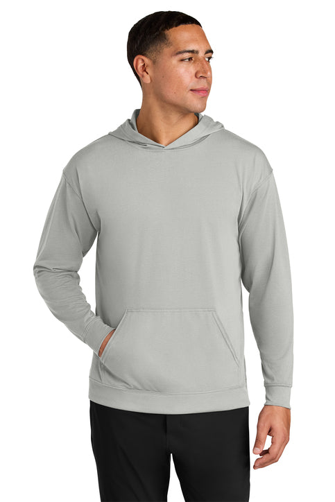 A4 Softek Long Sleeve Hooded Tee with custom logo embroidery
