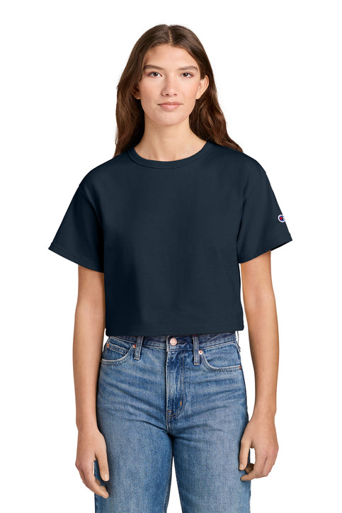 Champion Women’s Cropped Heritage Tee with custom logo embroidery