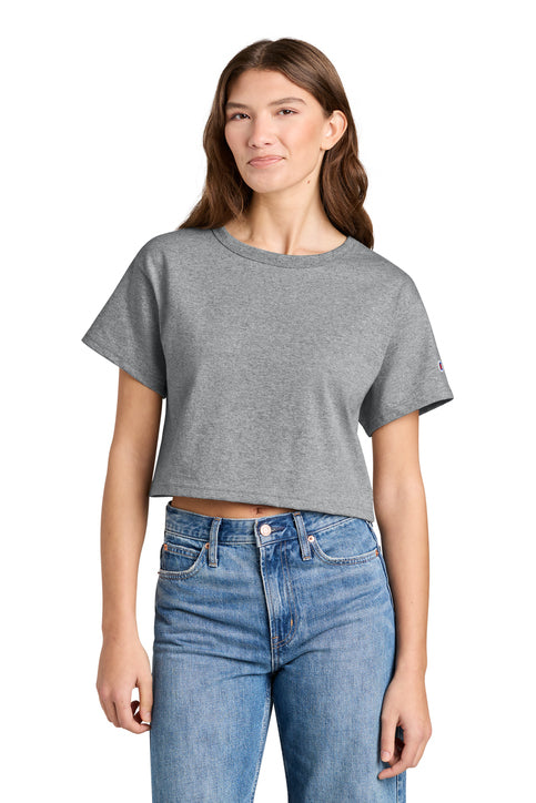 Champion Women’s Cropped Heritage Tee with custom logo embroidery