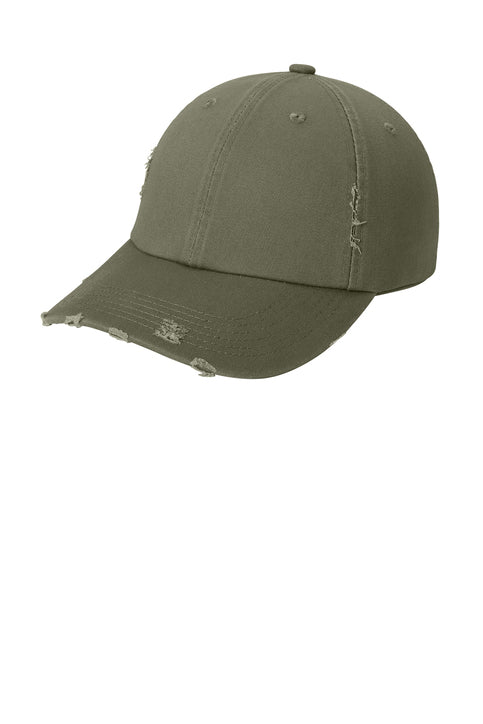 District Distressed Cap with custom logo embroidery