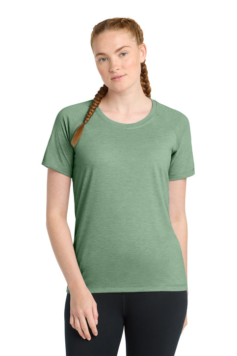 Sport-Tek Women's PosiCharge Tri-Blend Wicking Scoop Neck Raglan Tee