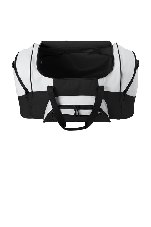 Port Authority Standard Colorblock Sport Duffel with custom logo embroidery