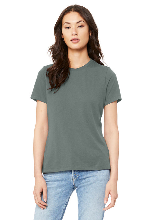 BELLA+CANVAS Women’s Relaxed Jersey Short Sleeve Tee with custom logo embroidery