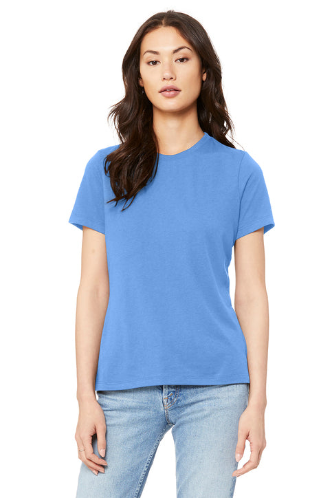 BELLA+CANVAS Women’s Relaxed Jersey Short Sleeve Tee with custom logo embroidery