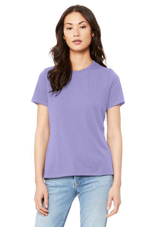 BELLA+CANVAS Women’s Relaxed Jersey Short Sleeve Tee with custom logo embroidery