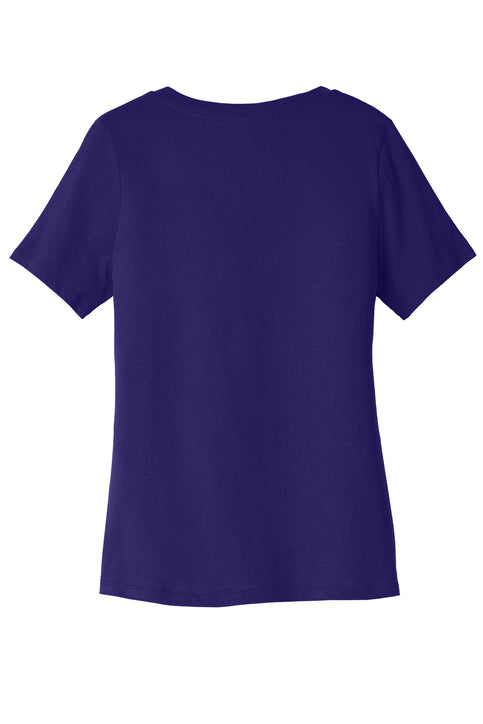 BELLA+CANVAS Women’s Relaxed Jersey Short Sleeve V-Neck Tee with custom logo embroidery