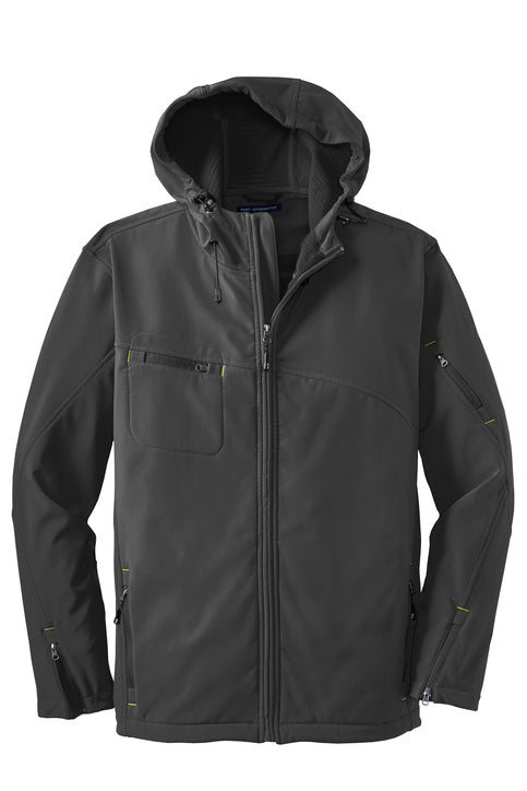 Port Authority Textured Hooded Soft Shell Jacket