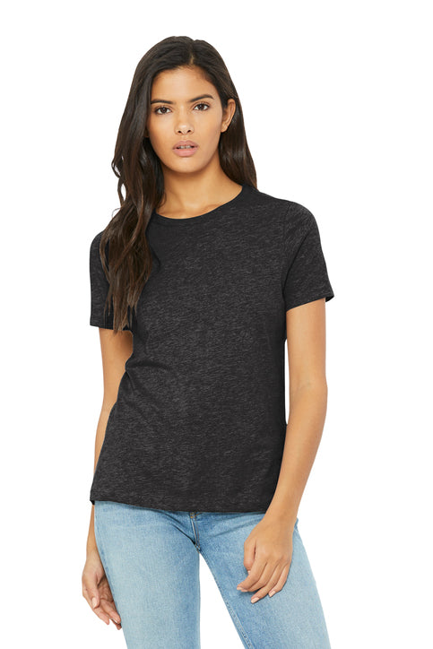 BELLA+CANVAS Women’s Relaxed Triblend Tee with custom logo embroidery