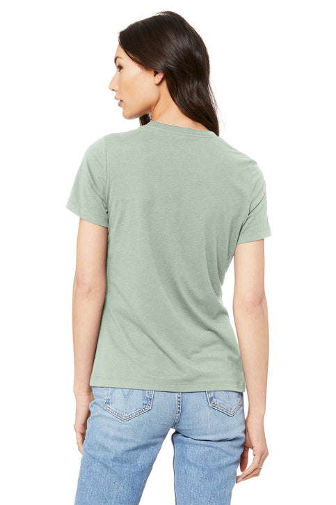 BELLA+CANVAS Women’s Relaxed Jersey Short Sleeve Tee with custom logo embroidery