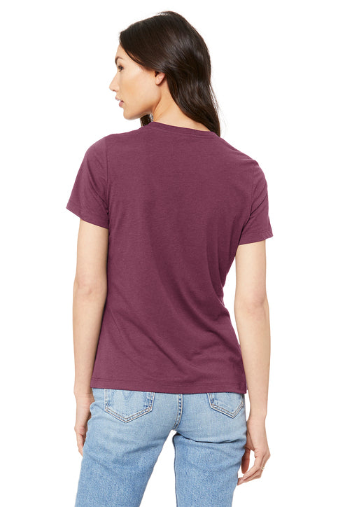 BELLA+CANVAS Women’s Relaxed Jersey Short Sleeve Tee with custom logo embroidery