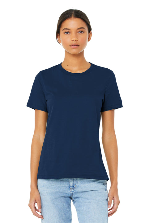 BELLA+CANVAS Women’s Relaxed Jersey Short Sleeve Tee with custom logo embroidery