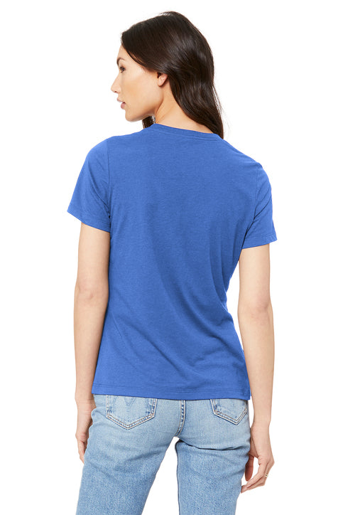 BELLA+CANVAS Women’s Relaxed Jersey Short Sleeve Tee with custom logo embroidery