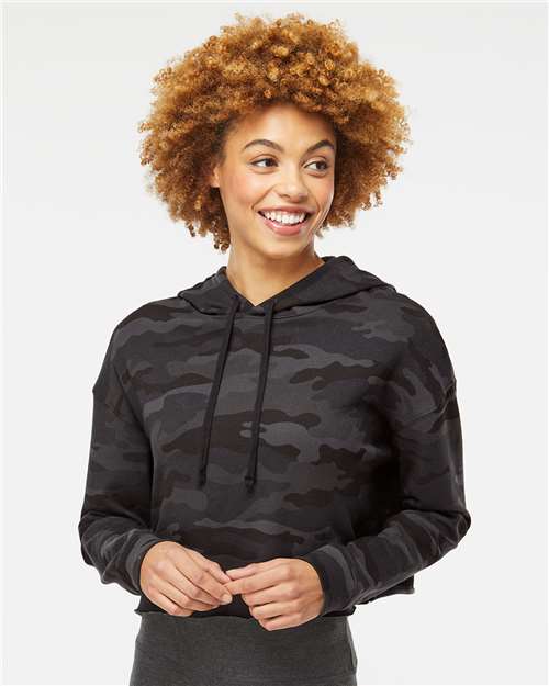 Independent Trading Co. Women’s Cropped Camo Hooded Sweatshirt