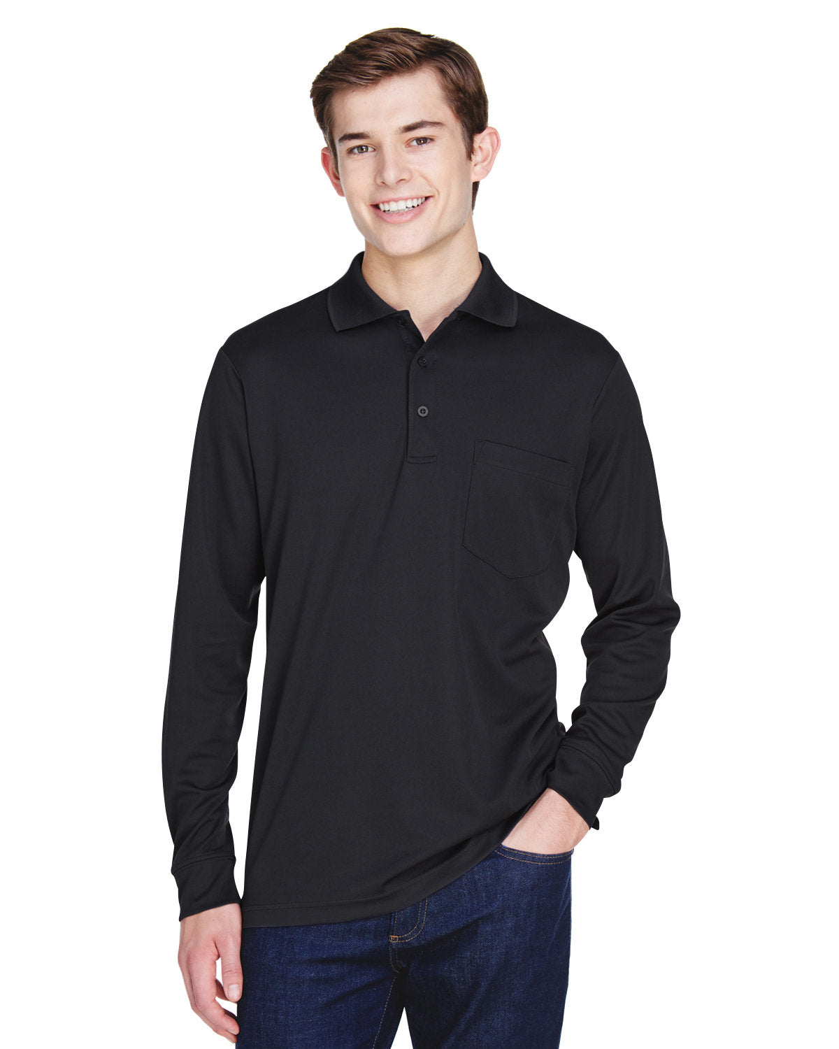 CORE365 Adult Pinnacle Performance Long-Sleeve PiquƩ Polo with Pocket