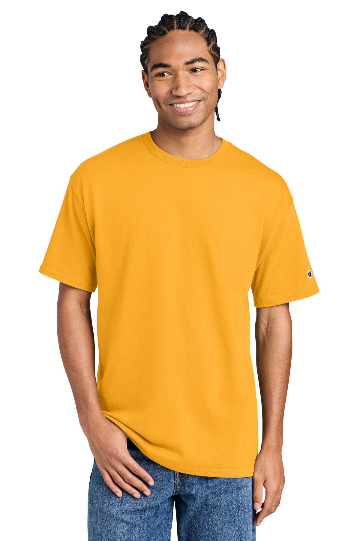 Champion Jersey Short Sleeve Tee with custom logo embroidery