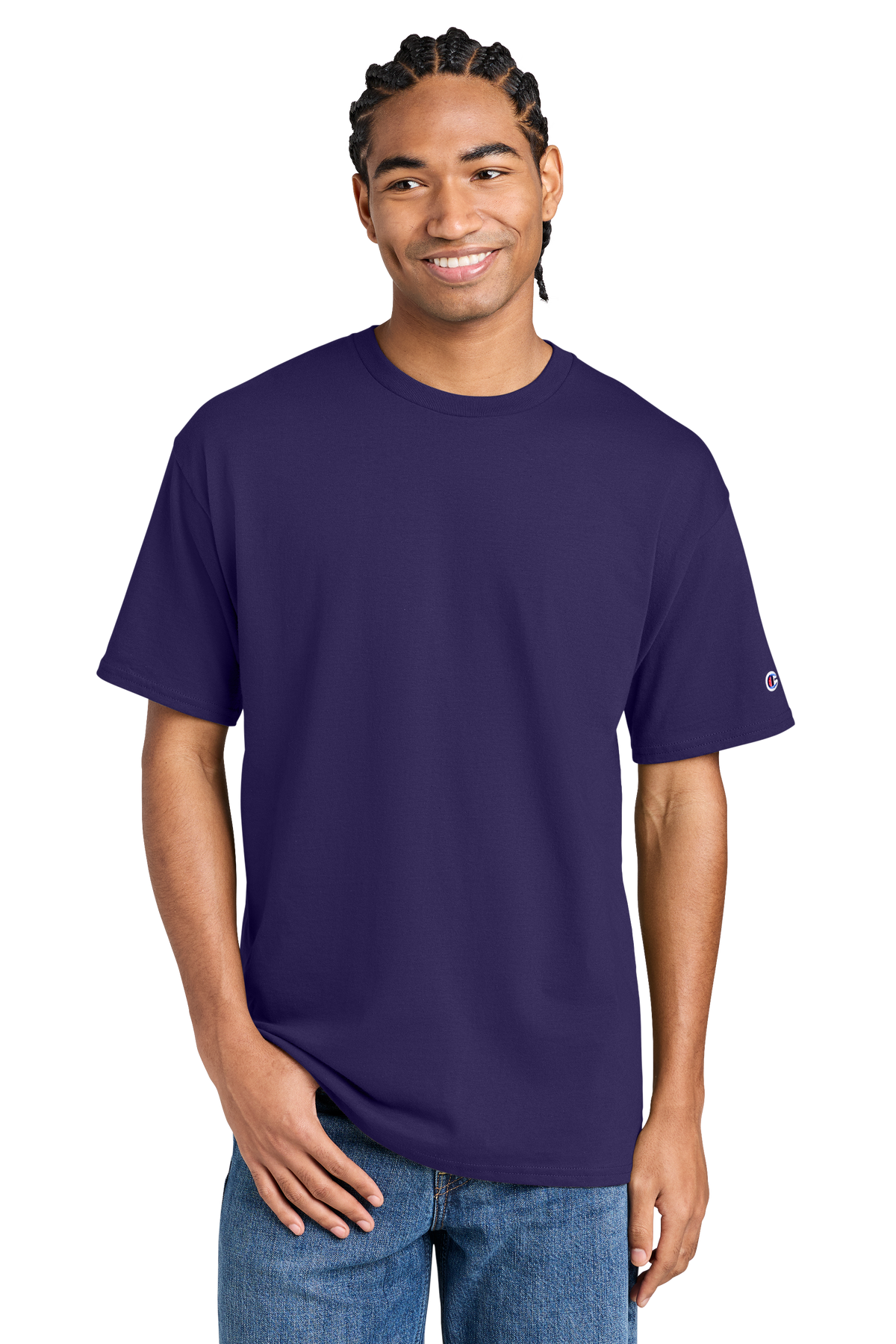 Champion Jersey Short Sleeve Tee with custom logo embroidery